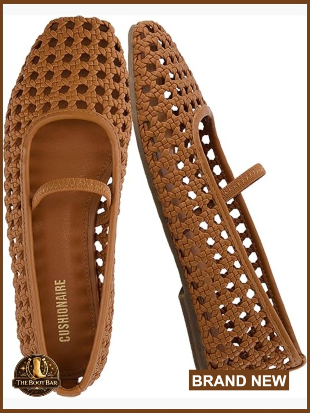Woven Ballet Flats with Memory Foam - Mary Jane Style, Breathable Mesh, Wide